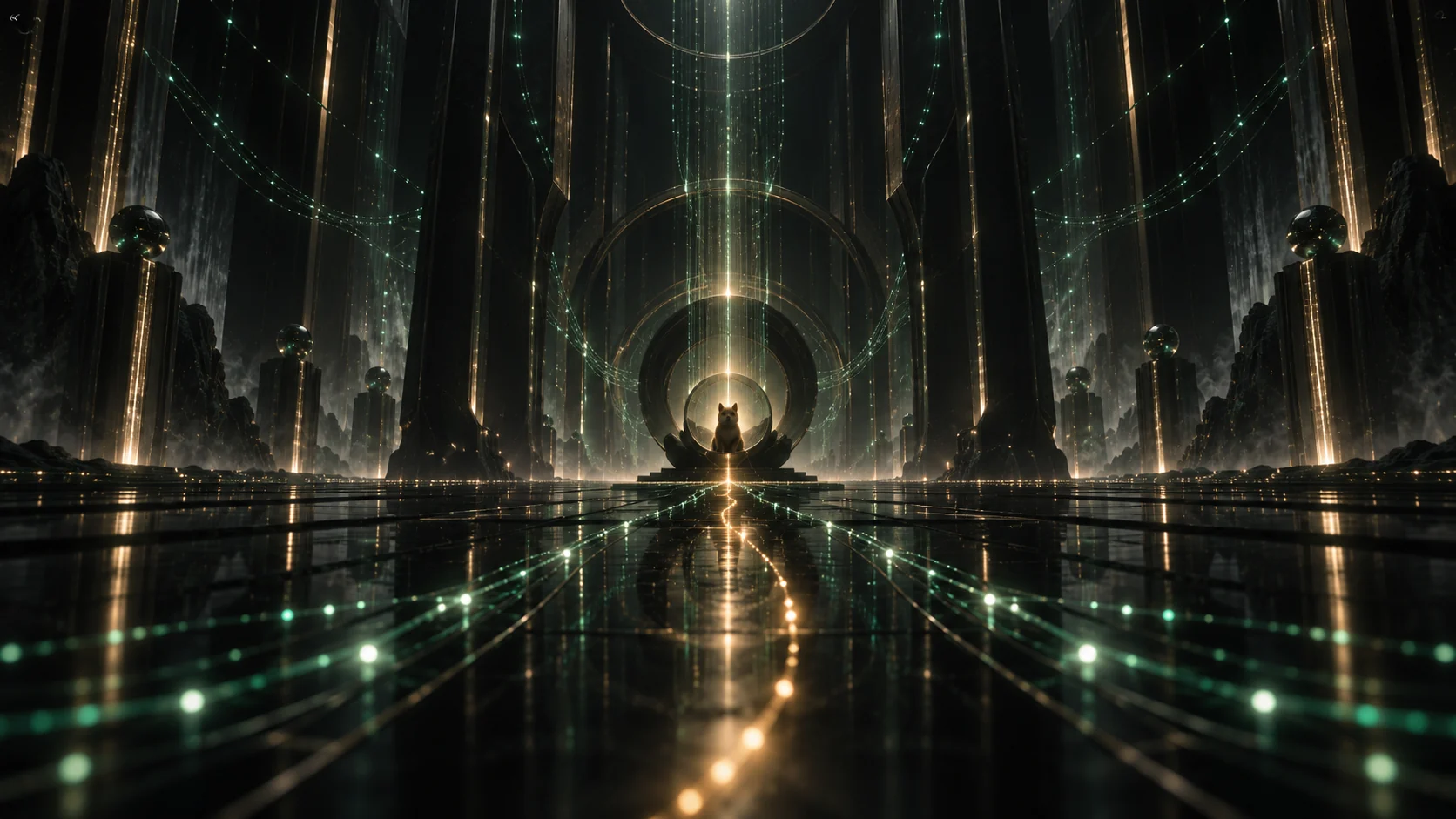Original tribute artwork of a signal traveling through a futuristic corridor